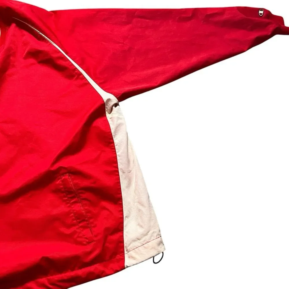 Champion Logo Scout Red Pullover Windbreaker Jacket Men’s 3XL V Neck B2410